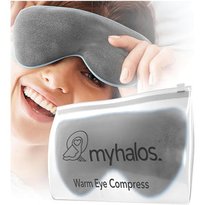 MyHalos® Eye Mask for Dry Eyes - Steam Warm Compress for Eyes - Remove Styes, Chalazion Therapy Warming and Heating Pad Hot Compress - Moist Heat Mask for Blepharitis & MGD