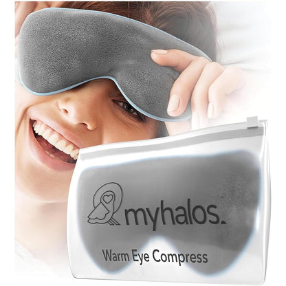 MyHalos® Eye Mask for Dry Eyes - Steam Warm Compress for Eyes - Remove Styes, Chalazion Therapy Warming and Heating Pad Hot Compress - Moist Heat Mask for Blepharitis & MGD