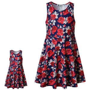 Buy now Girl & Doll Matching Dresses Floral Clothes Sleeveless Summer Swing Dress 3t 4t Navy Flower at indiglob india