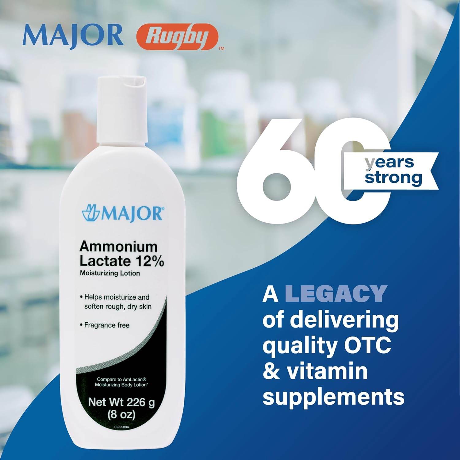 Major Ammonium Lactate 12% Moisturizing Lotion - Lactic Acid Lotion - Helps Hydrate, Soften, and Exfoliate Rough, Dry Skin - Daily Body Lotion - Fragrance-Free - 8 Oz (1 Pack) - My Store