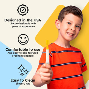 Gafly Therapens Oral Motor Therapy Tools Stimulate Speech and Feeding - Chewy Vibe Speech Therapy Toys Help Kids with Sensory Needs Chew & Relax - Oral Stimulator Kit Includes 4 Tips, Storage Pouch