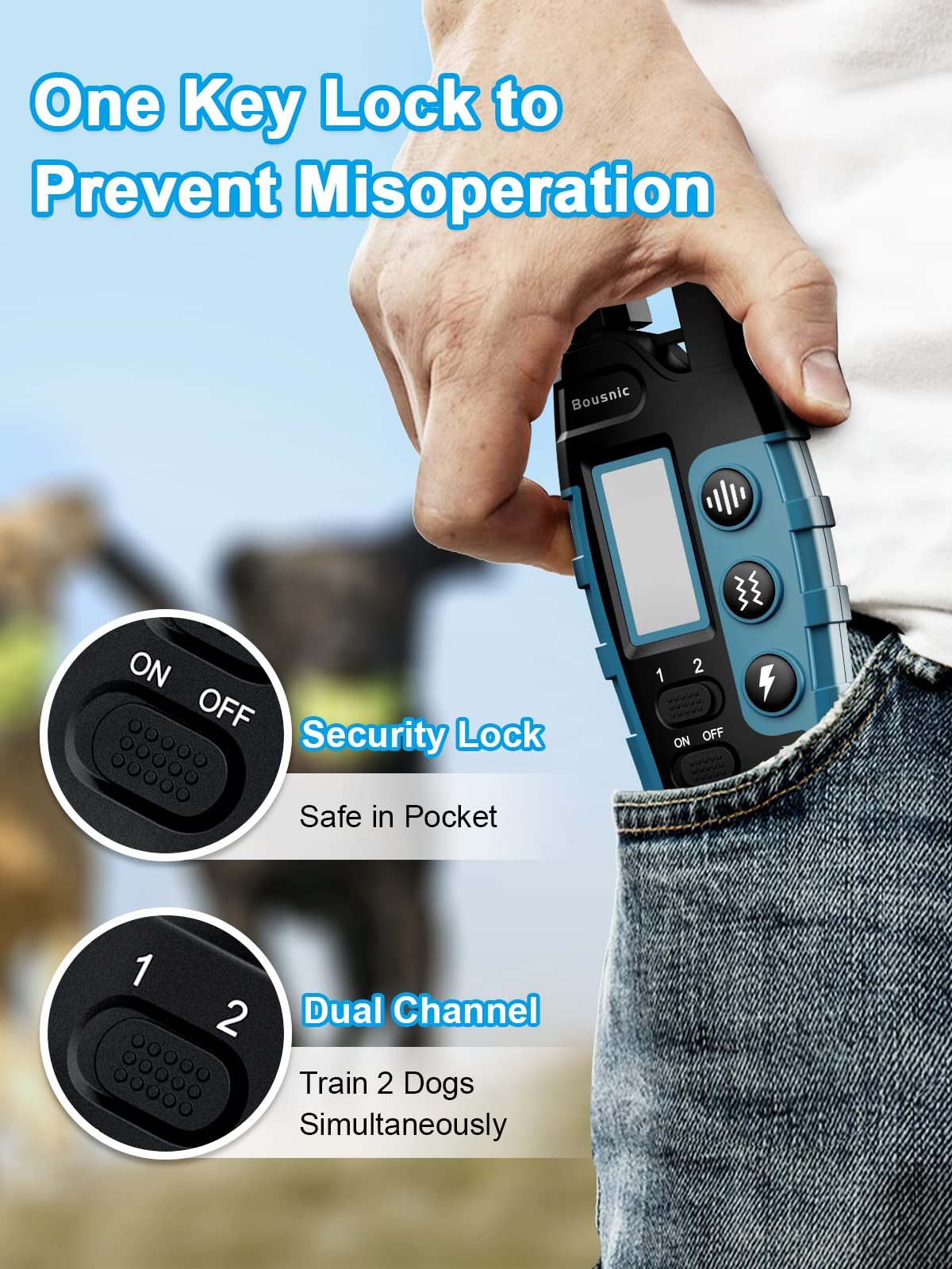 Buy now Bousnic Dog Shock Collar 2 Dogs (5-120Lbs) - 3300 ft Waterproof Training Collar for Dogs Large Medium Small with Rechargeable Remote, Beep (1-8) Vibration (1-16) and Humane Shock (1-99) Modes at indiglob india