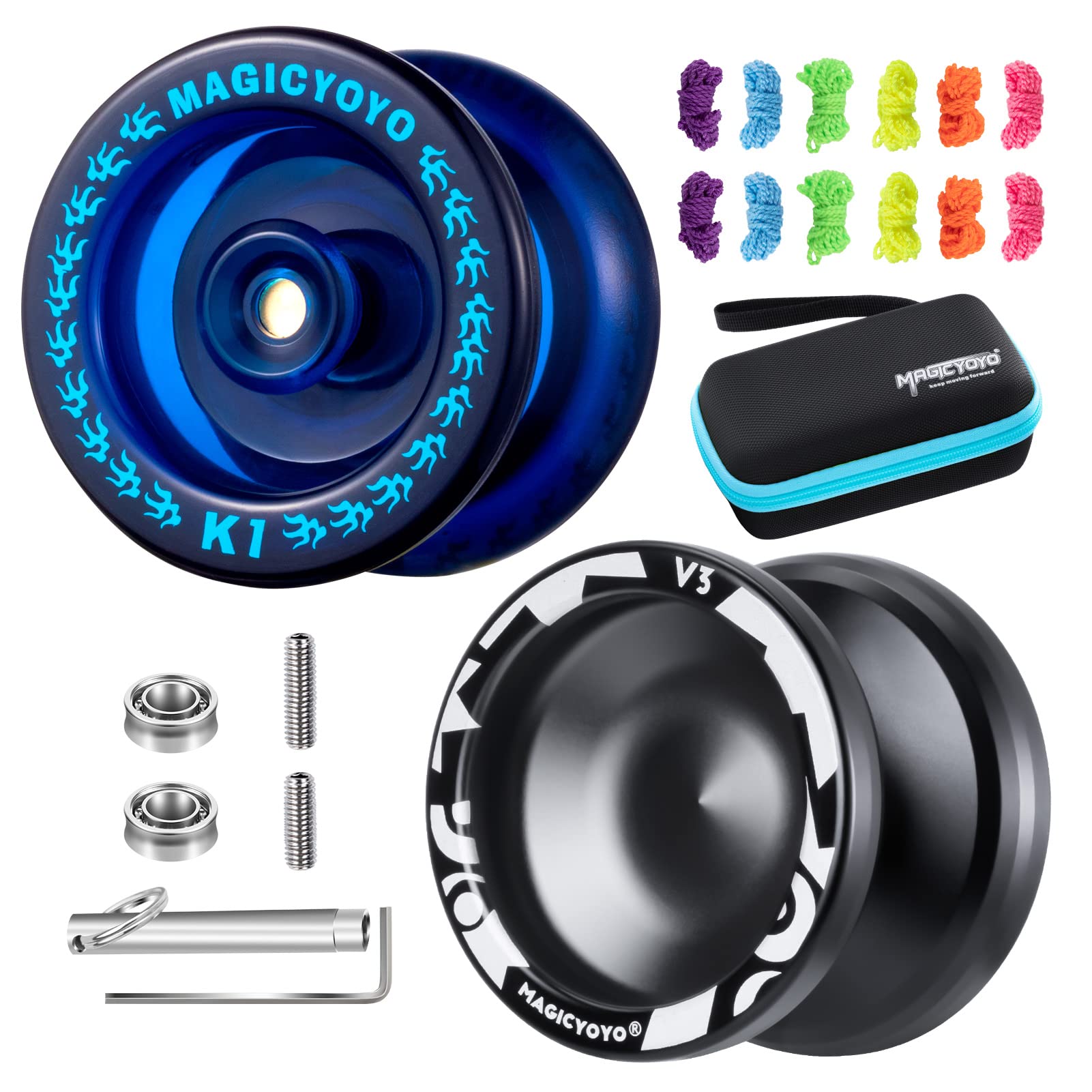 Buy now MAGICYOYO V3 Yoyo for Kids 8-12 or Above, Responsive Yoyo Professional with Dual Function, Professional Trick Yo yo for Adults with 12 Yo-yo Strings, KK Bearing, Bearing Puller, Axle,Case Bag -Black at indiglob india