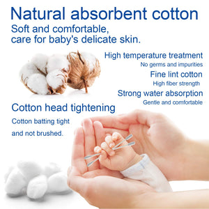 Baby Cotton Swabs, Paper Sticks Cotton Buds for Baby Ear Nose Clean-200Pcs(Spiral & Round)