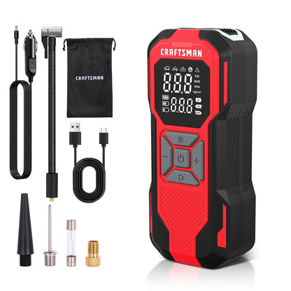 Buy now CRAFTSMAN Tire Inflator Portable Air Compressor, Cordless Mini Air Pump for Car Tires with Digital Tire Pressure Gauge, 6000mAh Battery Powered Air Pump, Max Pressure 150 PSI, 12V DC Corded at indiglob india
