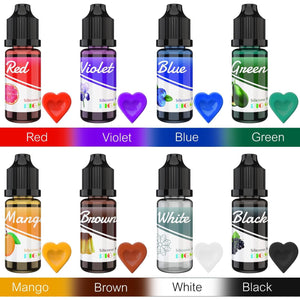 Silicone Rubber Pigment - 8 Colors Liquid Silicone Coloring Dye for Silicone Mold Making, Molding and Casting - Vibrant Silicone Color for Resin Molds Making, Statues DIY Manual Making - 10ml Each