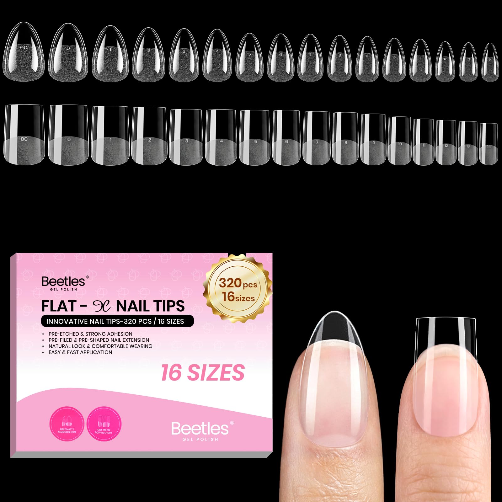 Buy now beetles Gel Polish 2Pcs 15ml Nail Glue Kit for Acrylic Nails, 5 in 1 Super Strong Brush in Nail Gel Glue for False Nails Tips and Gel Nail Polish Led Lamp Required 8-2-Short Almond Square 320pcs (Flat-X Nail Tips) at indiglob india