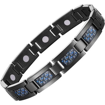 Feraco Mens Magnetic Bracelet Titanium Steel Magnet Therapy Bracelets with Sizing Tool, Silver