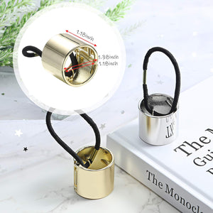 Chuangdi 2 Pcs Gold Hair Cuff Ponytail Hair Ties Holder Rings Silver for Women Gothic Punk Headwear Accessories Including Cuff Metal Circle Band Rope Elastic Clip