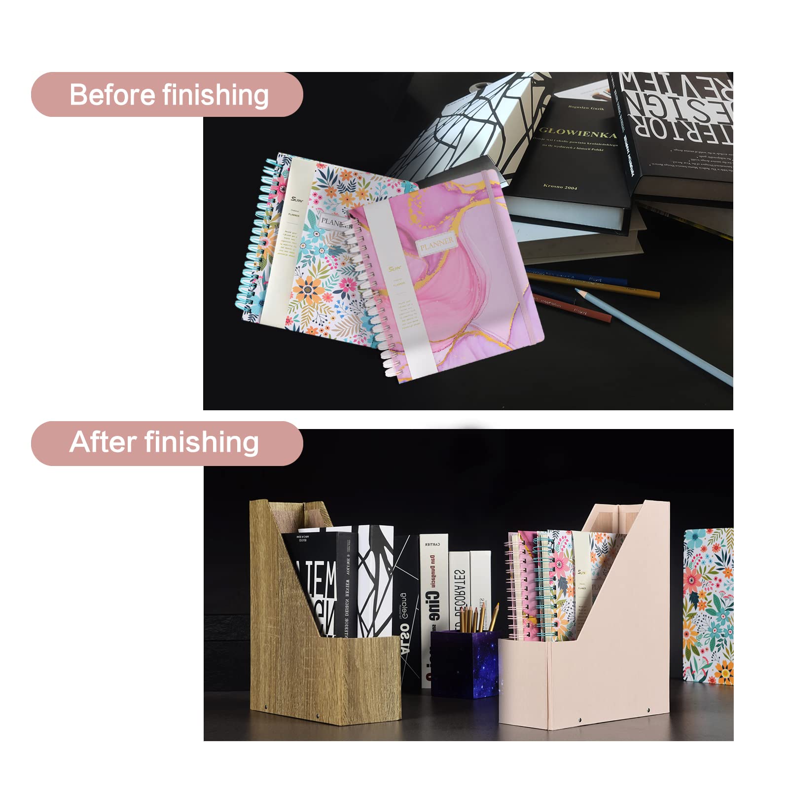 Buy now SUIN 2 Pack Magazine-Holders Magazine File-Organizer-Boxes Sturdy Cardboard Magazine File Folder-Holder for Home/Office Desk Organizer and Decor, Pack of 2, PH201 (Natural Pink) at indiglob india