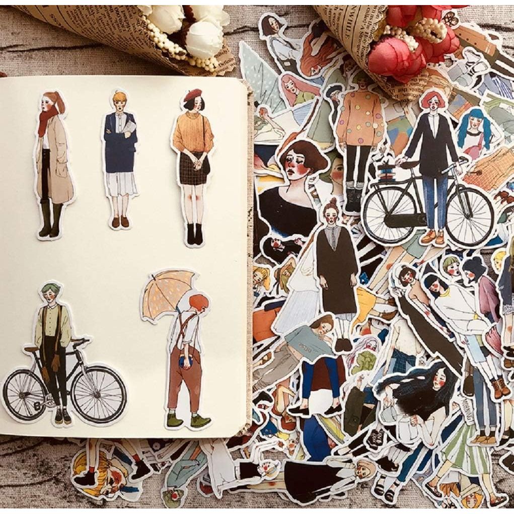 100 PCS Fashion Lovely Girls Stickers Waterproof Handbook DIY Craft Photo Album Scrapbook Journal Planner Motorcycle Car Laptop Luggage Water Bottle Paper Stickers
