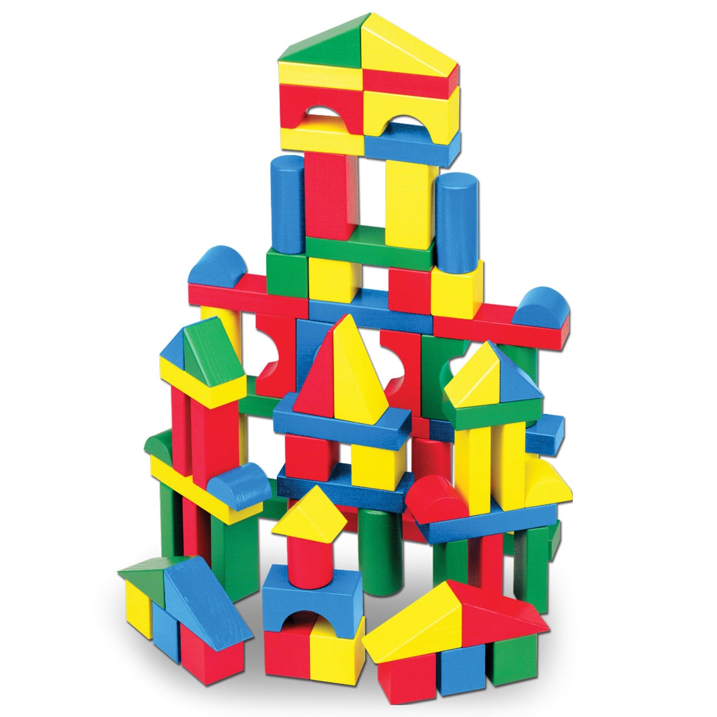 Buy now Melissa & Doug Wooden Building Blocks, 100-Piece Set of Sorting & Stacking Toys in 4 Colors and 9 Shapes, Classic Toddler Toys for Girls & Boys Ages 2+ - FSC Certified Default Title at indiglob india