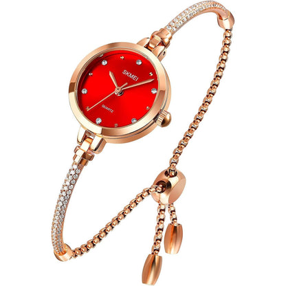 Tonnier Watches Women Analog Quartz Watch Mosaic with Diamonds Bracelet Dress Watch for Female Waterproof Wristwatch with Rose Gold Bracelet