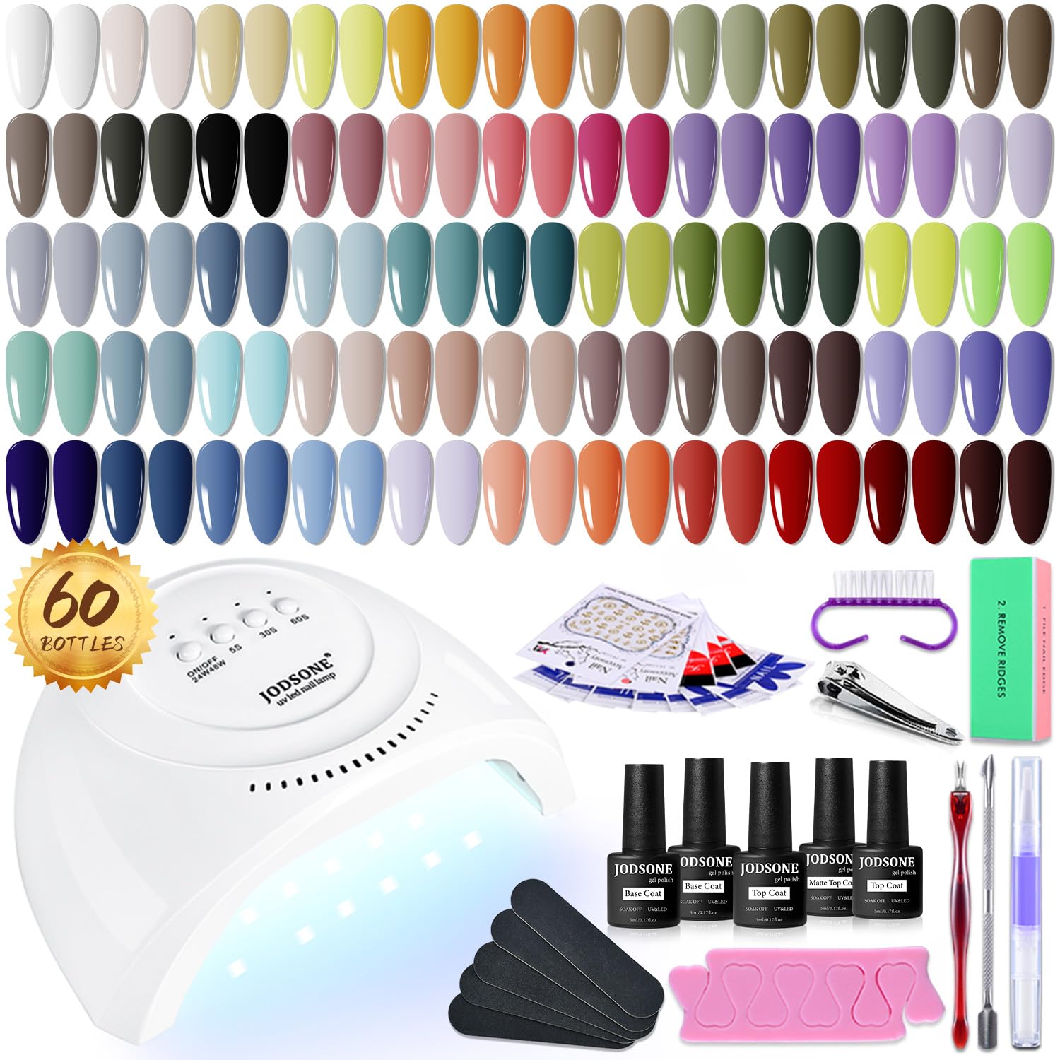 Buy now JODSONE 36 PCS Gel Nail Polish Set-32 Colors Gel Polish Kit Base Coat Glossy Matte and Glitter Top Coat Nail Polish Set Green Blue Red Pink Collection Gifts for Women at indiglob india
