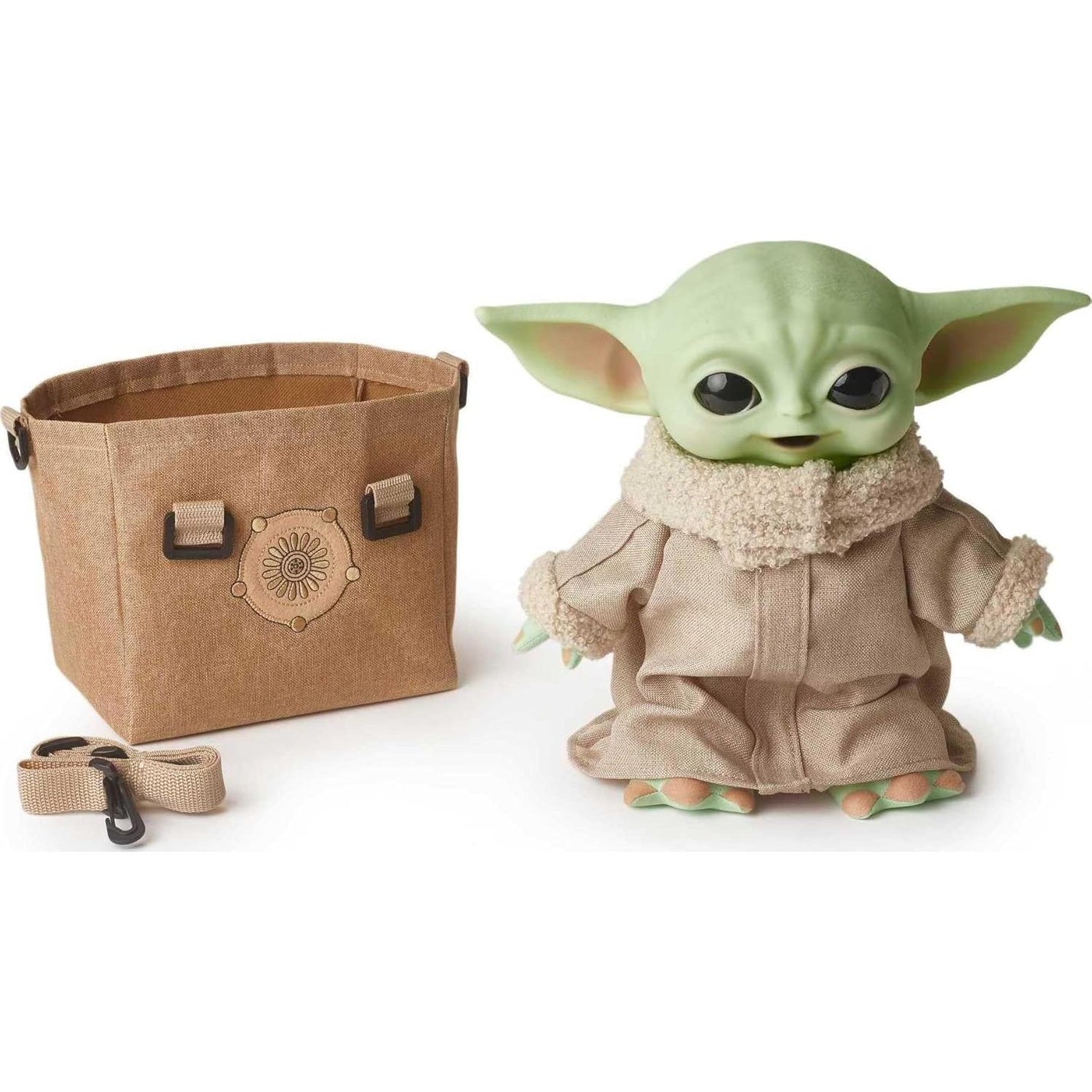 Mattel Star Wars Grogu Plush 10-inch Toy, Character Figure with Soft Body, Sounds & Carrier, Inspired by Star Wars The Mandalorian