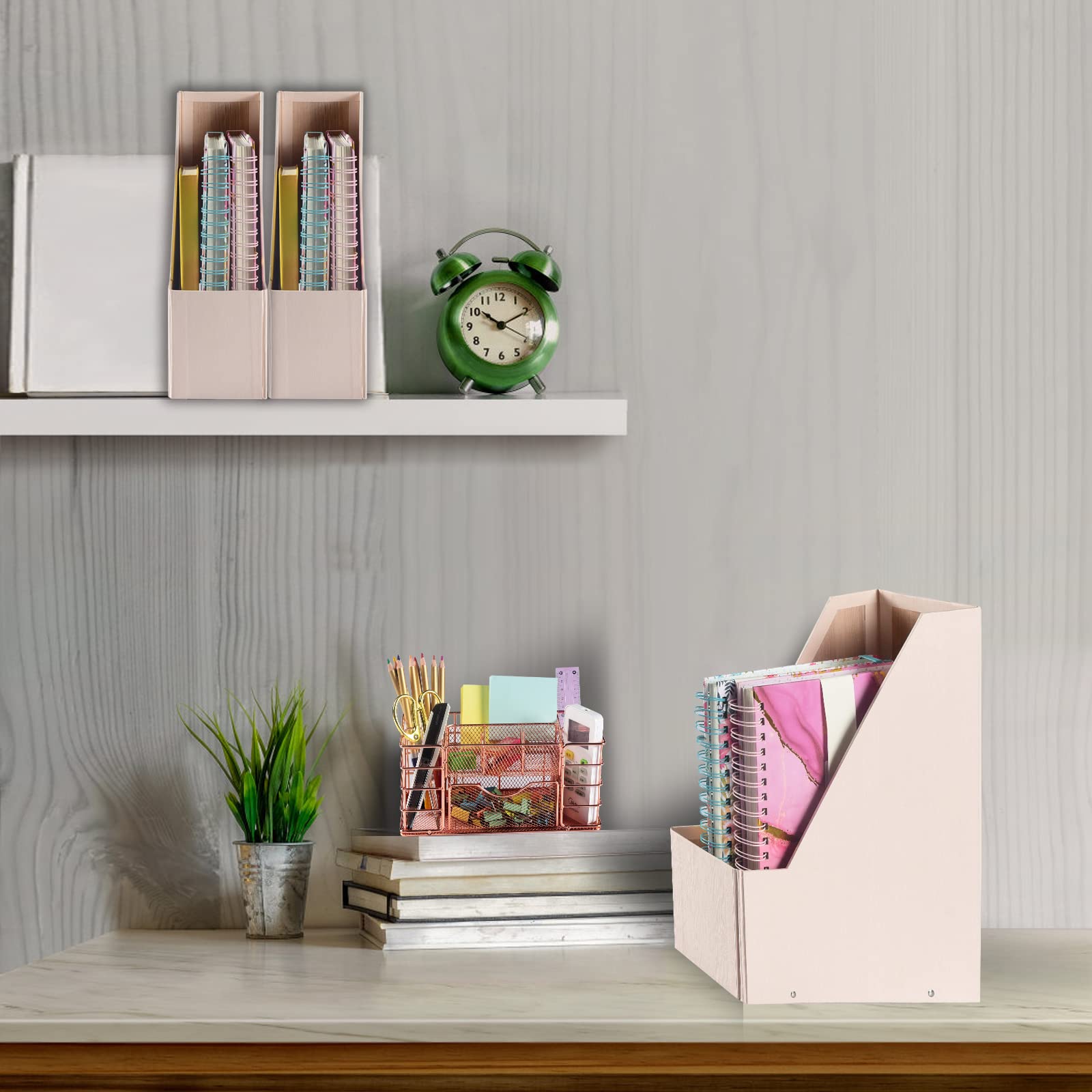 Buy now SUIN 2 Pack Magazine-Holders Magazine File-Organizer-Boxes Sturdy Cardboard Magazine File Folder-Holder for Home/Office Desk Organizer and Decor, Pack of 2, PH201 (Natural Pink) at indiglob india
