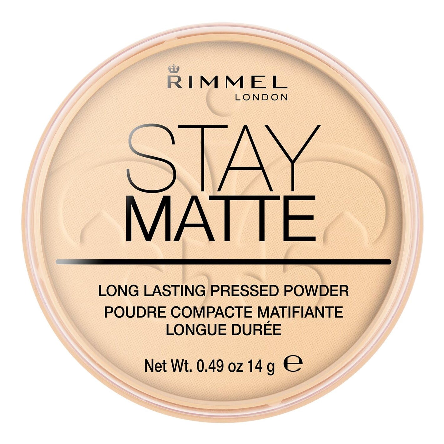 Rimmel London Stay Matte - 001 Transparent - Pressed Powder, Lightweight, High Coverage, Shine Control, 0.49oz