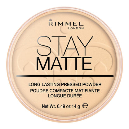 Rimmel London Stay Matte - 001 Transparent - Pressed Powder, Lightweight, High Coverage, Shine Control, 0.49oz