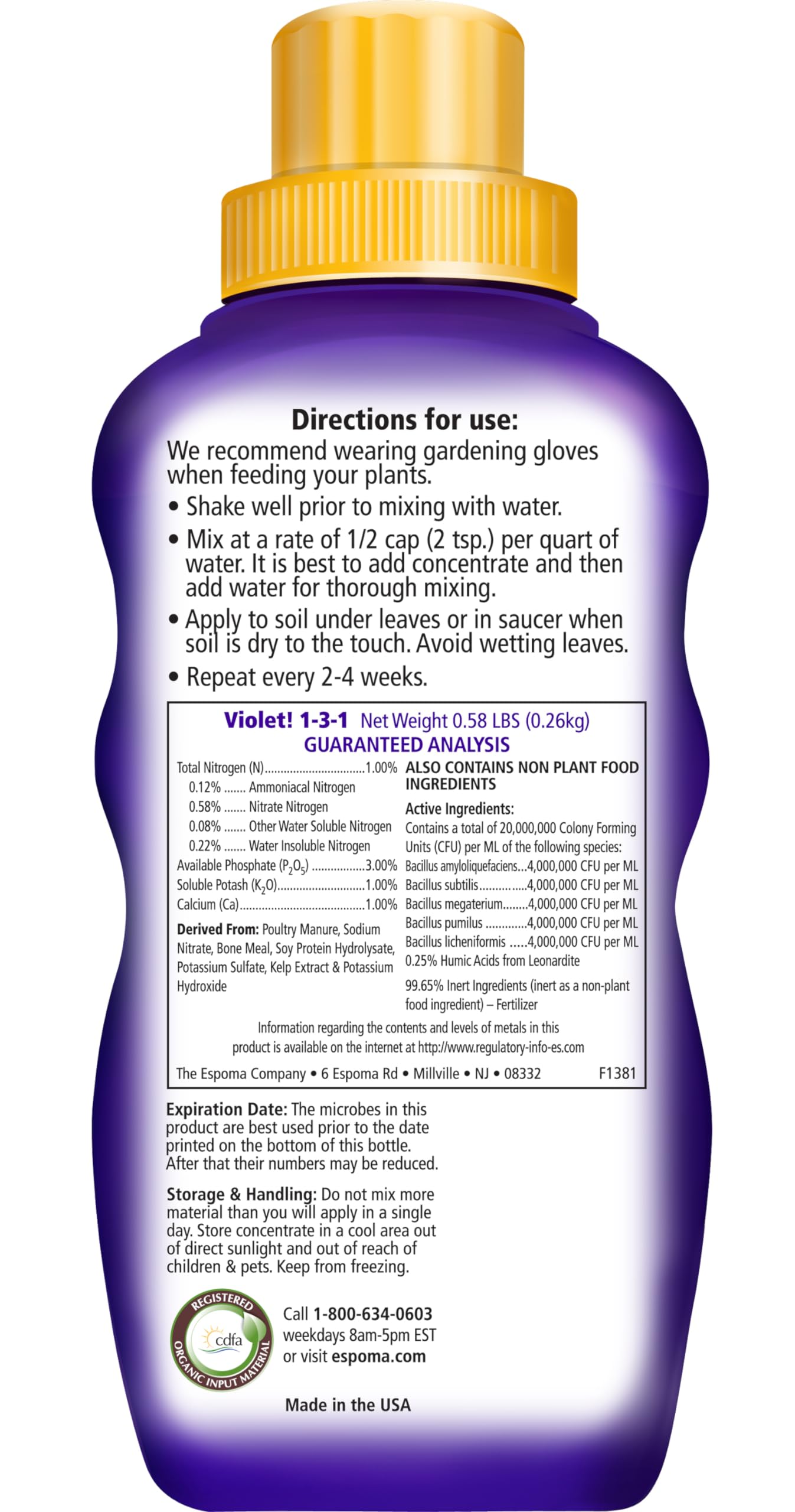 Buy now Espoma Organic Violet! 8-Ounce Concentrated Plant Food – Plant Fertilizer and Bloom Booster for All Violets and Indoor Flowering Plants. Promotes Vigorous Growth and Blooming. at indiglob india