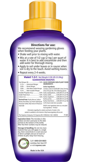 Buy now Espoma Organic Violet! 8-Ounce Concentrated Plant Food – Plant Fertilizer and Bloom Booster for All Violets and Indoor Flowering Plants. Promotes Vigorous Growth and Blooming. at indiglob india