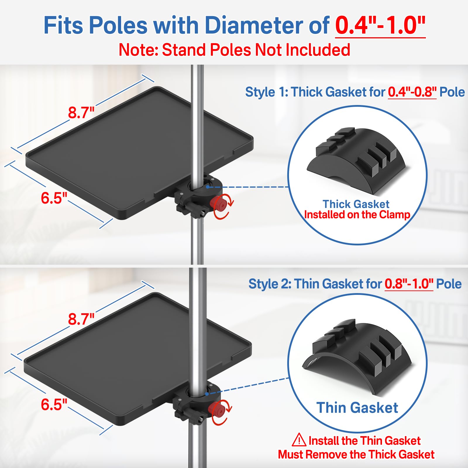 Buy now Functional Microphone Stand Tray with Adjustable Mic Stand Phone Holder - 8.7"x6.5" Mic Stand Tray Shelf Clamp-On Music Stand Accessory for Live Streaming Karaoke Recording at indiglob india