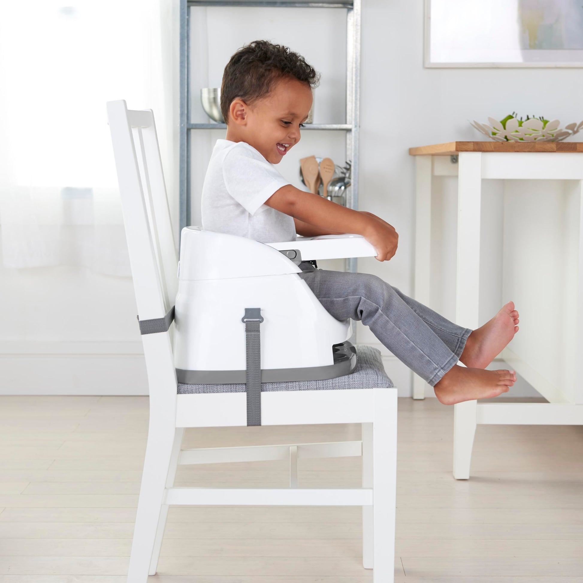 Buy now Ingenuity Baby Base 2-in-1 Booster Feeding and Floor Seat with Self-Storing Tray - Peacock Blue at indiglob india