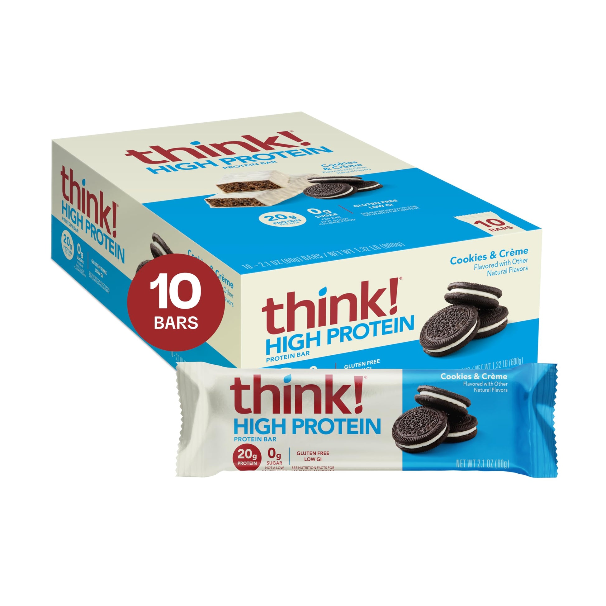 Buy now think! Protein Bars, High Protein Snacks, Gluten Free, Kosher Friendly, Creamy Peanut Butter, Nutrition Bars, 2.1 Oz per Bar, 12 Count (Packaging May Vary) at indiglob india