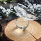 H&D Crystal Flying Butterfly with Crystal Ball Base Figurine Collection Cut Glass Ornament Statue Animal Collectible (Clear)