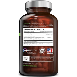 OmniBiotics Organic Milk Thistle Supplement 1500mg – 4X Concentrated Extract with Silymarin – High Potency Liver Detox & Support – 120 Vegan Capsules