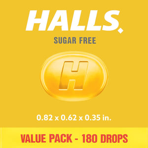 HALLS Relief Honey Lemon Sugar Free Cough Drops, Value Pack, 180 Drops