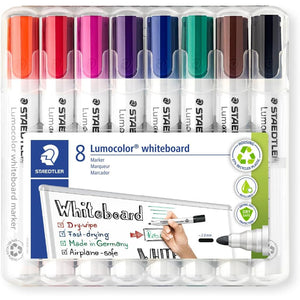 STAEDTLER 351 WP8 Lumocolor Whiteboard Marker Bullet Tip - Assorted Colours (Pack of 8)