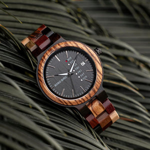 BOBO BIRD Wood Watches Colorful Wood WristWatches Week & Date Display Multifunction Handmade Quartz Watch Sport Chronograph Unique Wristwatch for Men Women