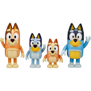 Bluey Family Figure Pack of 4, Robust Poseable Character Toys with Bingo, Chilli, and Bandit Figures, Toddler-Sized Animal Figurines for Kids Ages 3+