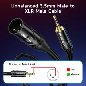 Cable Matters 3.5mm to XLR Cable - 6ft, Male to Male XLR to 1/8 Inch Cable, Compatible with iPod, MP3 Player, Laptop, Voice Recorder, and More, Black – Not for Microphone Use