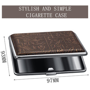 Cigarette Case,Cigarette Box for Women and Men Stylish Leather Surface Metal Box Cigarette Holder Case for 20 Pcs 90mm King Size Cigarettes (Golden