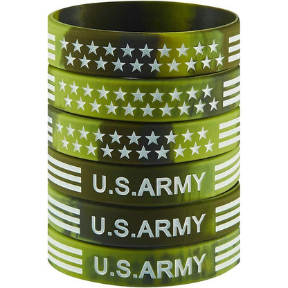 American Flag Rubber Bracelets Silicone Wristbands for Department,Officers,Veterans,American Patriots, Army fans Sport Fans Wearing and Special Gifts for Independence day,Parties,Events