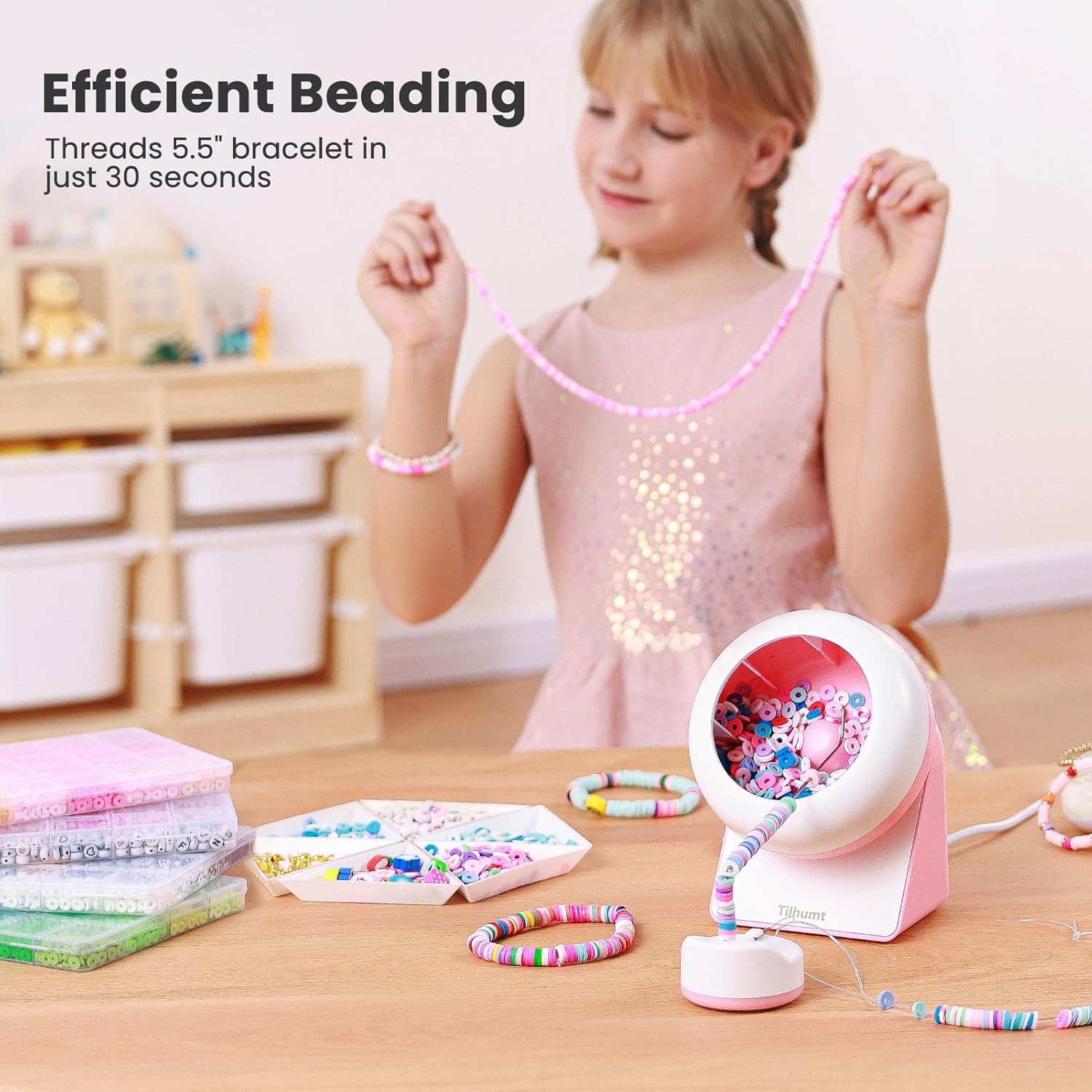 Buy now Tilhumt Bead Spinner, 2112Pcs Beading Set for Making 18 Friendship Bracelets, Bracelet Making Kit with 12 Colors Polymer Clay Beads, Crafts for Birthday Gift Choice, Patent Design at indiglob india