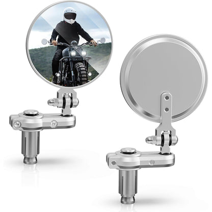 MICTUNING Universal Motorcycle Mirrors - 3 Inch Round Folding Bar End Side Mirror Compatible with Honda, Scooter, Suzuki, Yamaha, Kawasaki, Victory and More