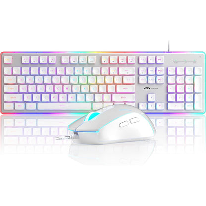 Camiysn Gaming Creamy Keyboard and Mouse, Black 104 Keys RGB and 6 Speed RGB Mouse Combo, Pudding Keycaps Silent Computer Keyboard for Computer/PC/Laptop/Mac/Windows/Office
