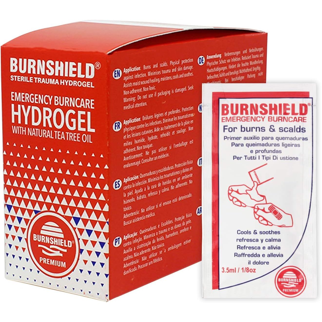 Burnshield First Aid Burn Relief Hydrogel Sachets, 25 Count