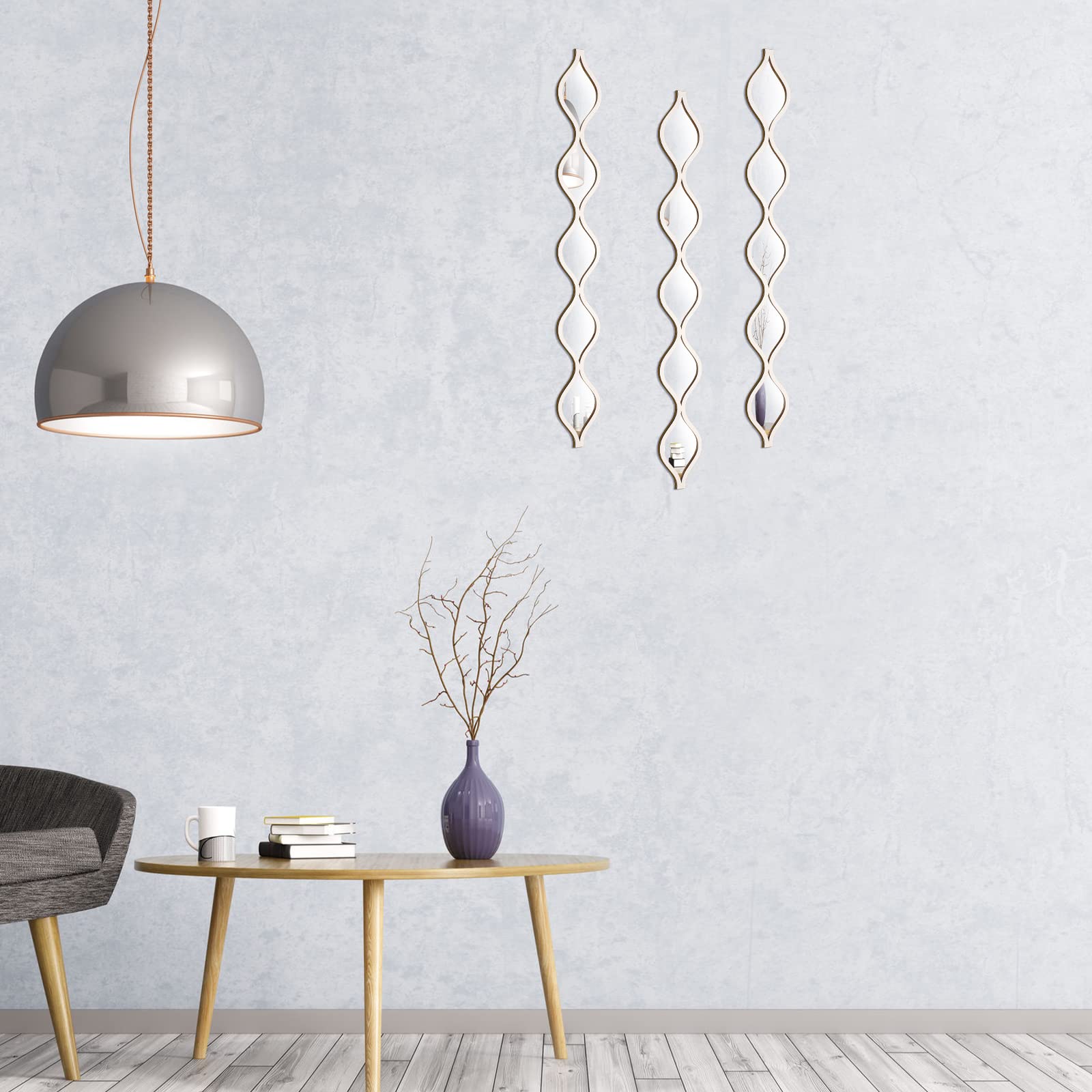 Buy now Amyhill Set of 3 Teardrop Mirror Wall Decor 23.6 x 2.7 x 0.2 Inches Rustic Farmhouse Decorative Long Mirror Creative Boho Art Decor for The Living Room Bathroom Bedroom Entryway (White) at indiglob india