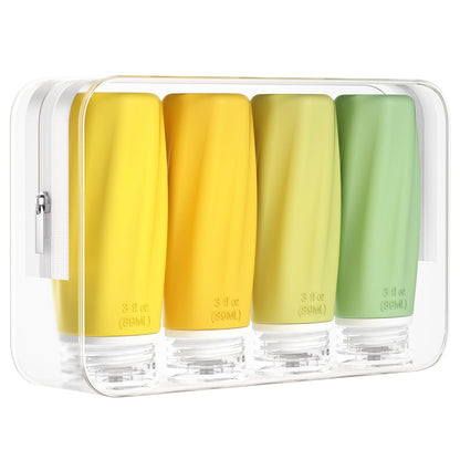 Morfone Travel Bottles for Toiletries, 3oz TSA Approved Travel Size Containers Leak Proof Squeezable Travel Accessories Refillable for Shampoo Conditioner Lotion Liquids(4Pack)