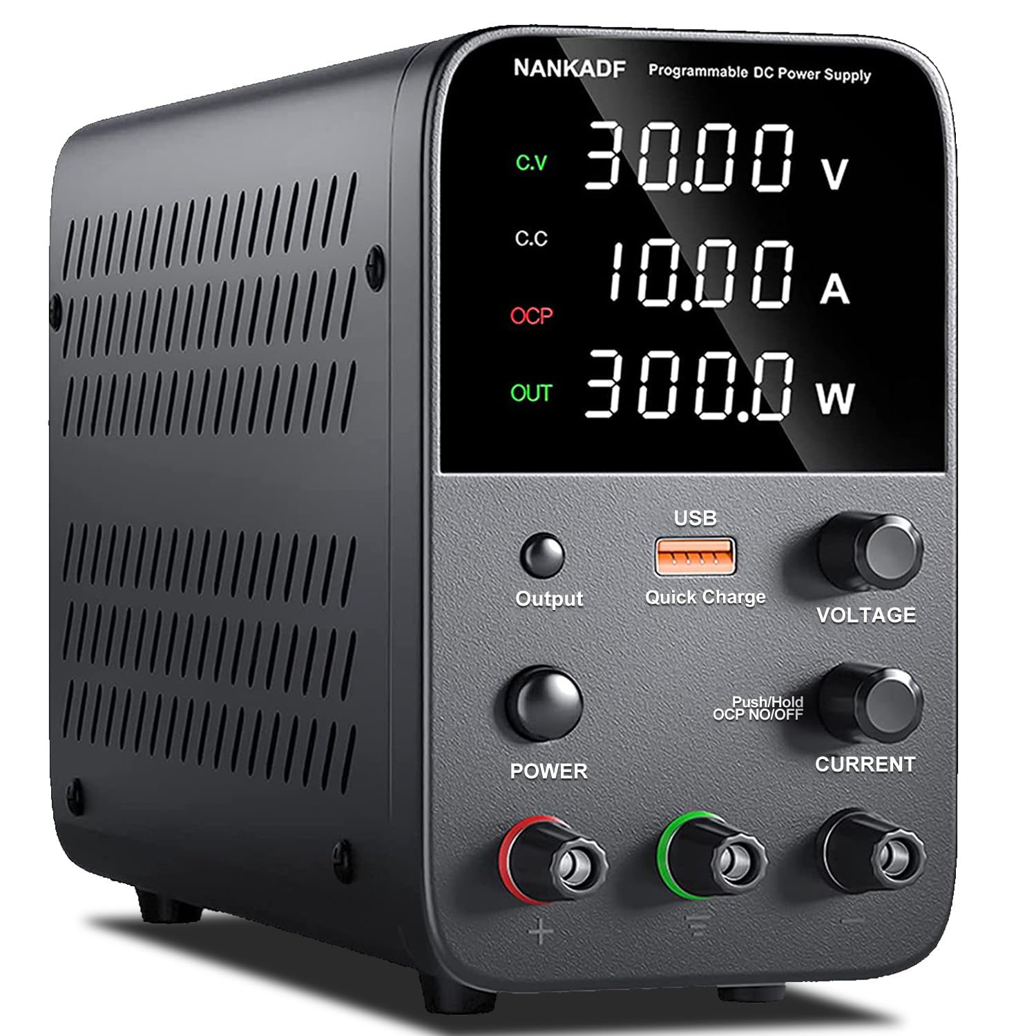 Buy now DC Power Supply Variable, Bench Power Supply with Encoder Adjustment Knob, Output Enable/Disable Button, Adjustable Power Supplies with USB Quick-Charge, Short Circuit Alam (30V 10A Black) at indiglob india