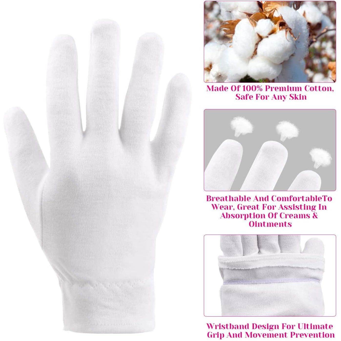 100 Percent Cotton Gloves for Dry Hands Eczema, Selizo 10 Pairs White Cotton Gloves for Women Dry Hands Moisturizing Cosmetic Sensitive Irritated Skin Spa - My Store