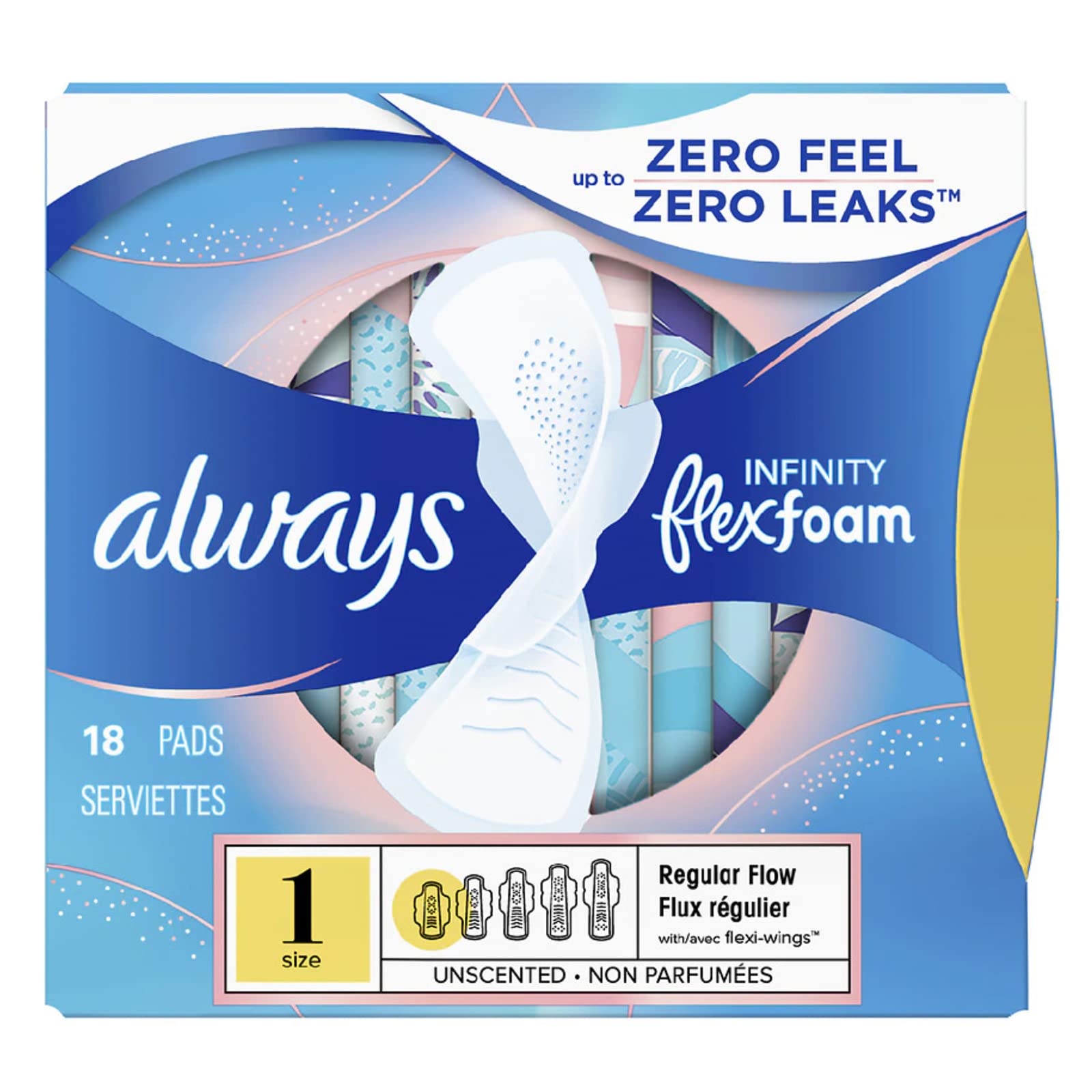Buy now Always Pads Size 1 Infinity with Flex Foam 18 Count (Pack of 3) at indiglob india