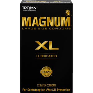 TROJAN Lubricated Magnum Condoms XL Large Size - 12 Count