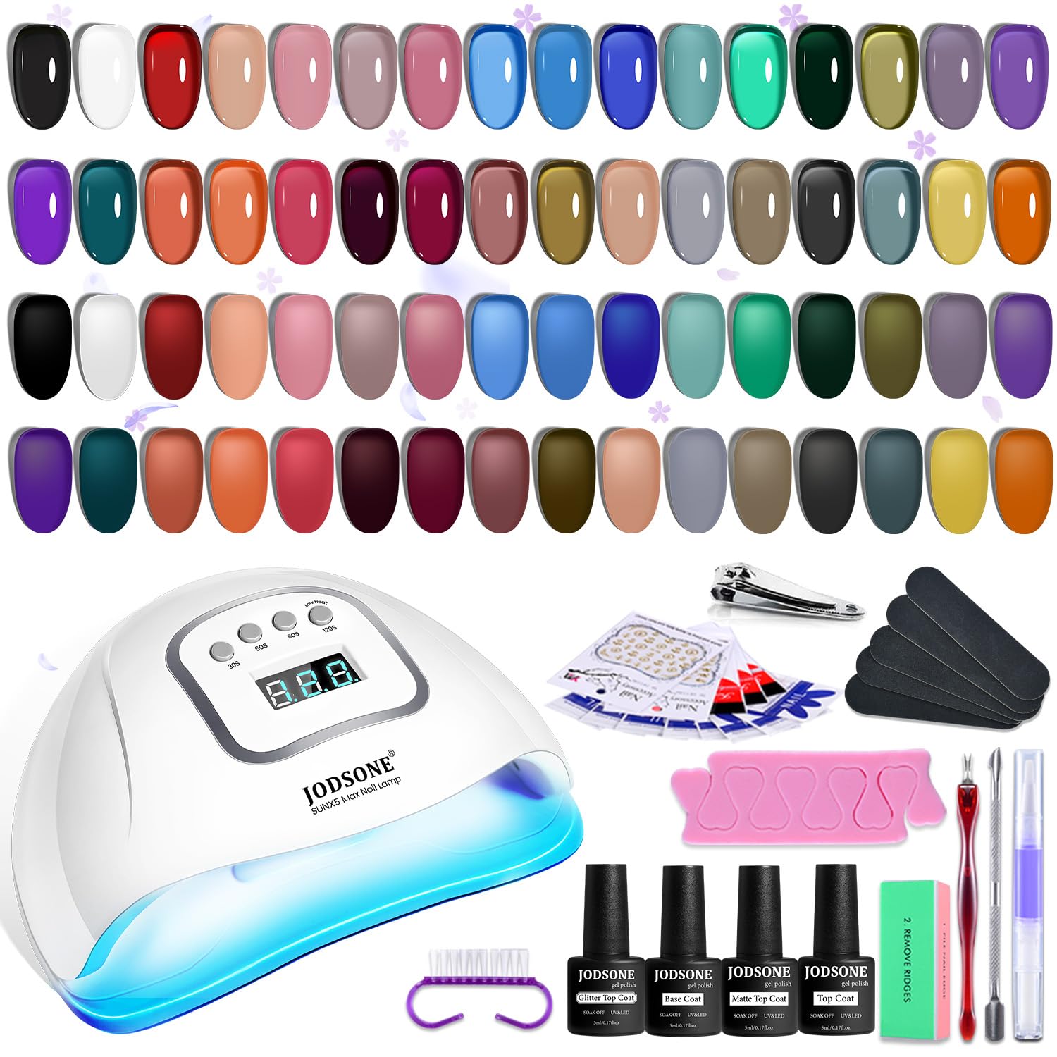 Buy now JODSONE Gel Nail Polish Kit with U V Light 32 Colors Gel Polish Nail + 4 Functional Adhesive Bottles Kit Soak Off Manicure Tools Gifts for Women 32KIT-M5M-Jelly at indiglob india