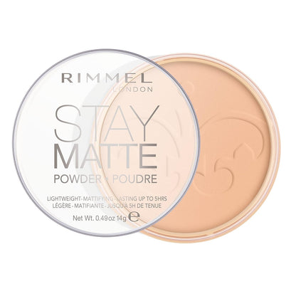 Rimmel London Stay Matte - 003 Natural - Pressed Powder, Lightweight, High Coverage, Shine Control, 0.49oz
