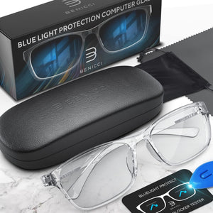 Stylish Blue Light Blocking Glasses for Women & Men – Helps Reduce Glare & Digital Eye Strain from Computers, Phones w/Case
