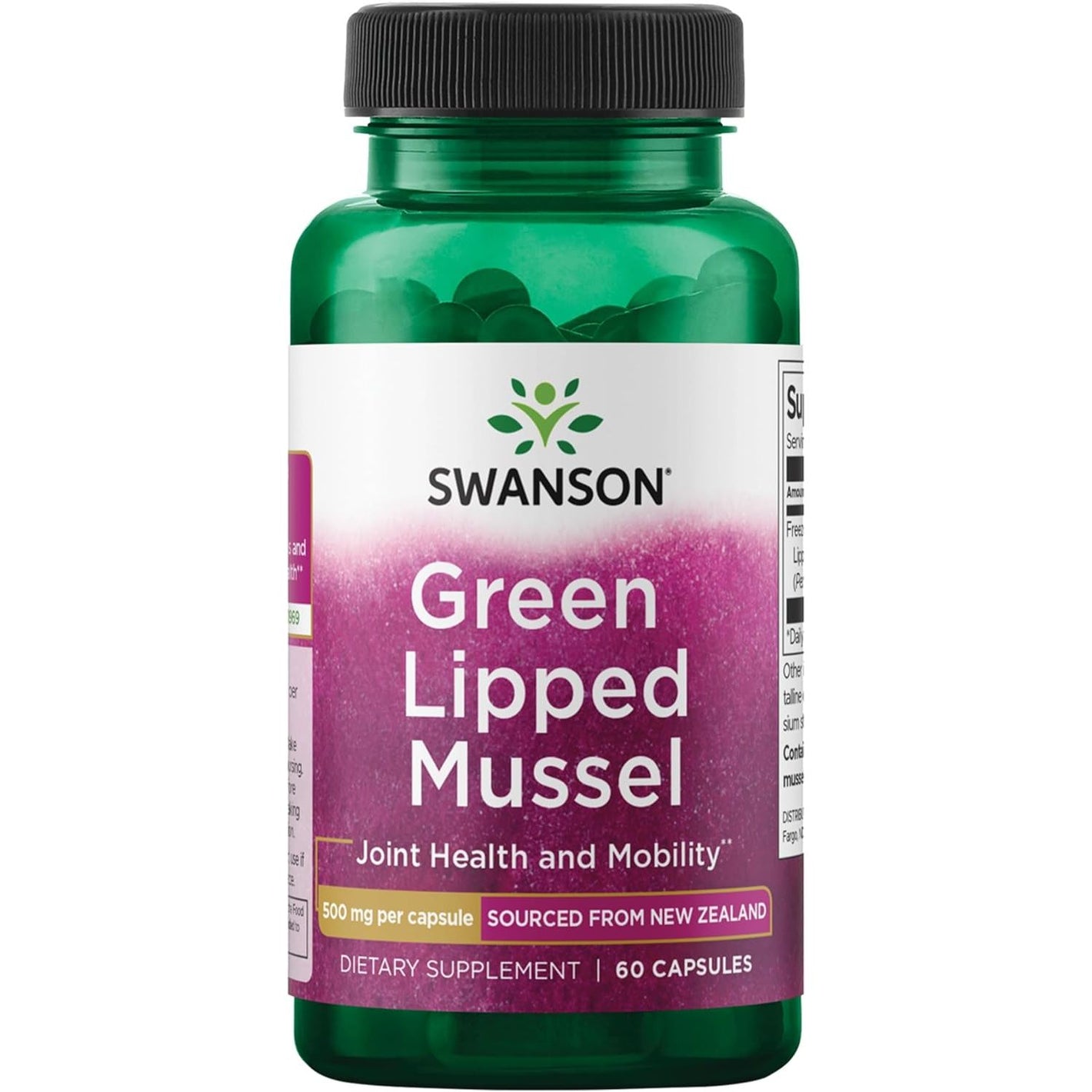 Swanson Green Lipped Mussel (Freeze-Dried) - New Zealand Joint Health & Mobility Supplement - Natural Formula May Support Heart Health & Digestive Function - (60 Capsules, 500mg Each)